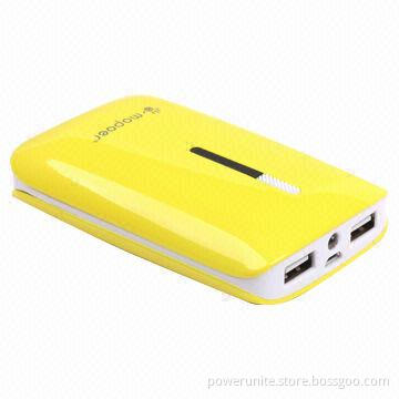 Real 7,800mAh Portable Battery Charger with Dual-USB Output and 4 LEDs Power Indicator